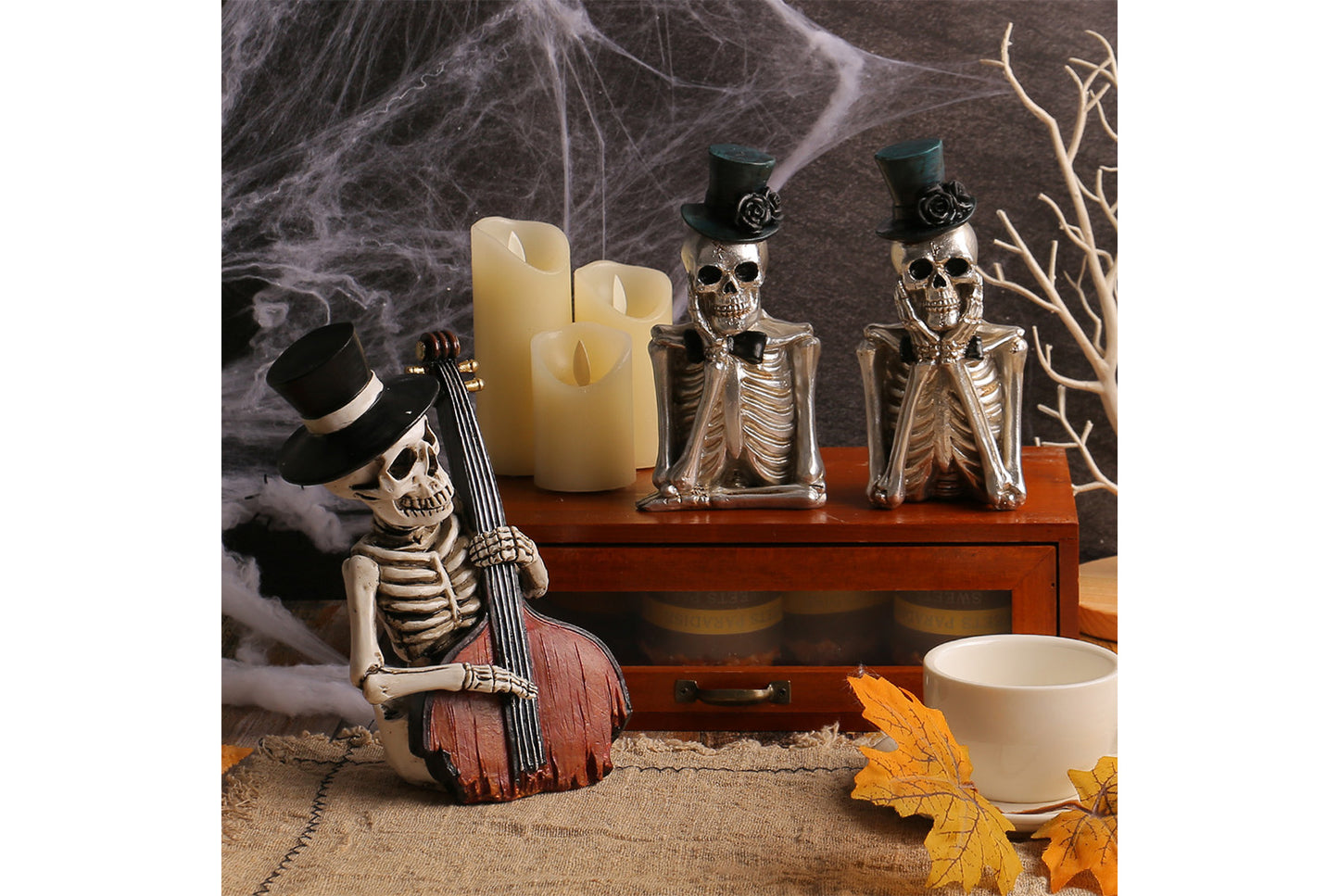 **Halloween Cartoon Skeleton Figure | Funny Resin Decoration**