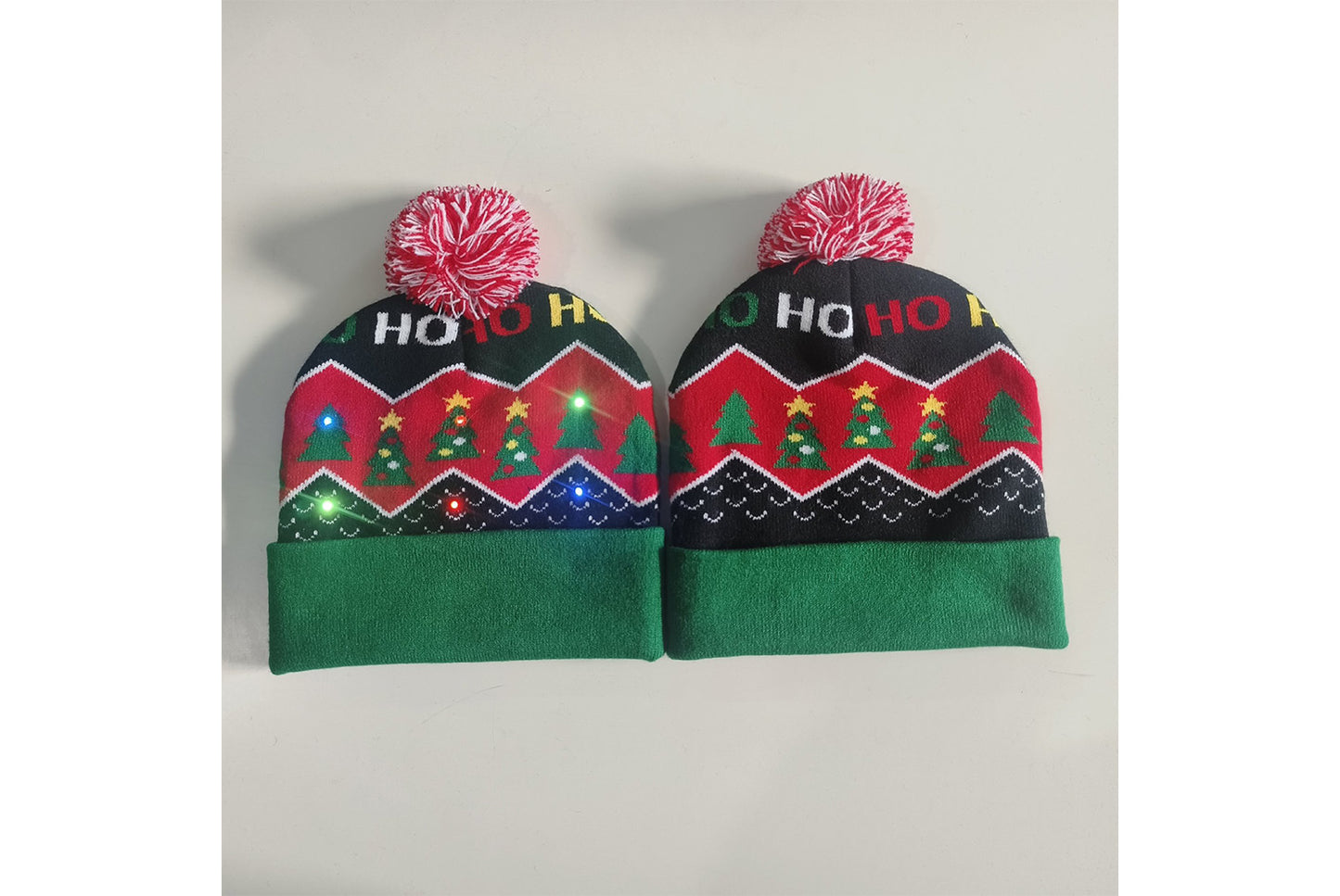 **Christmas LED Rainbow Light Jacquard Knit Hat**