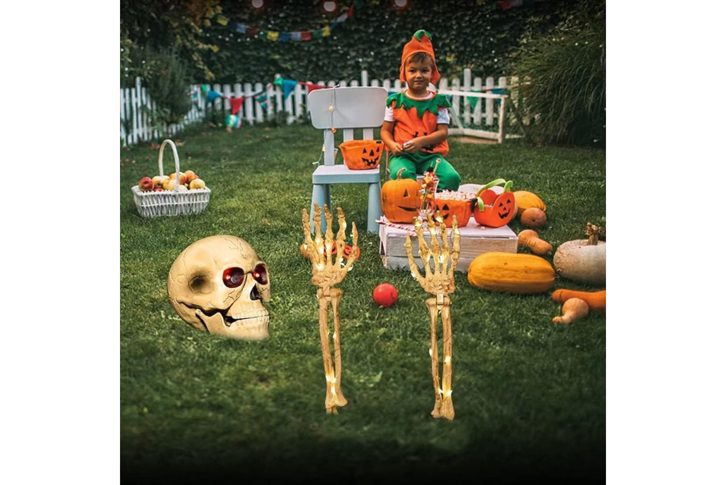 Halloween LED Light-Up Skull Set of Three