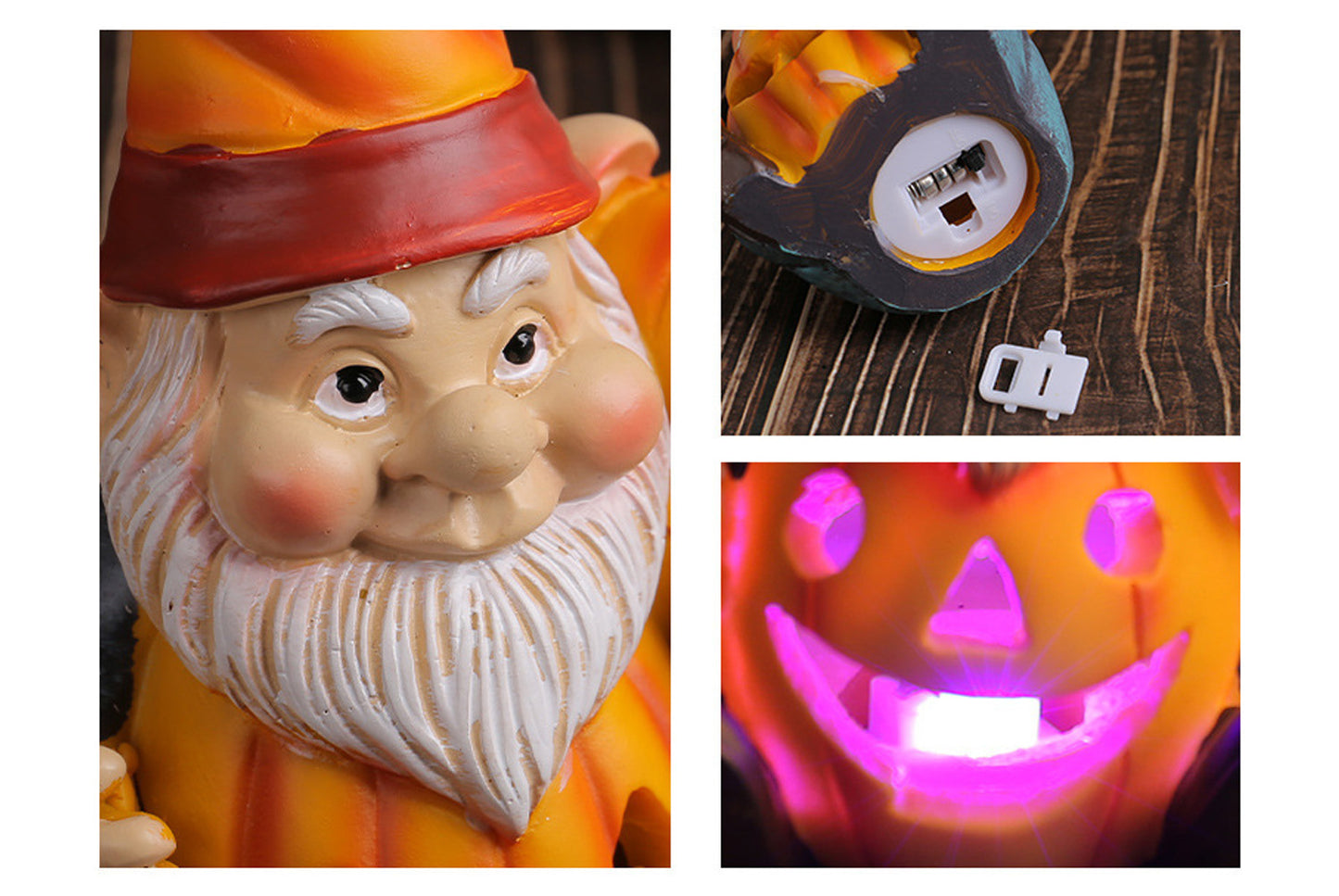 Halloween Pumpkin Old Man Gnome Light-Up Ornament