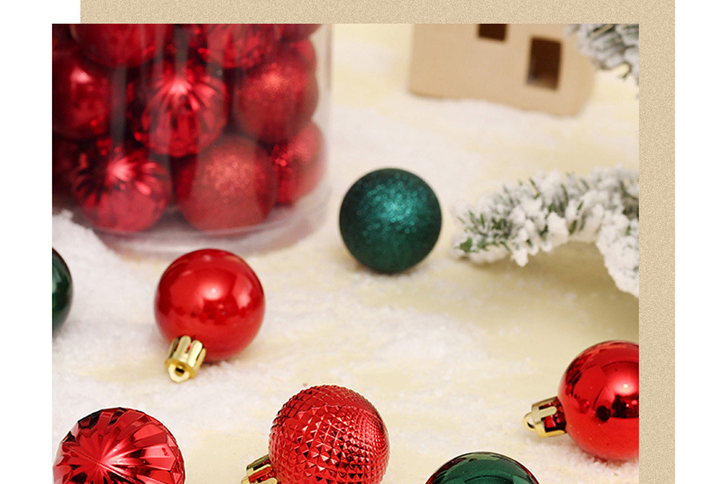 **4cm/34 pcs Tube of Special-Shaped Christmas Balls**