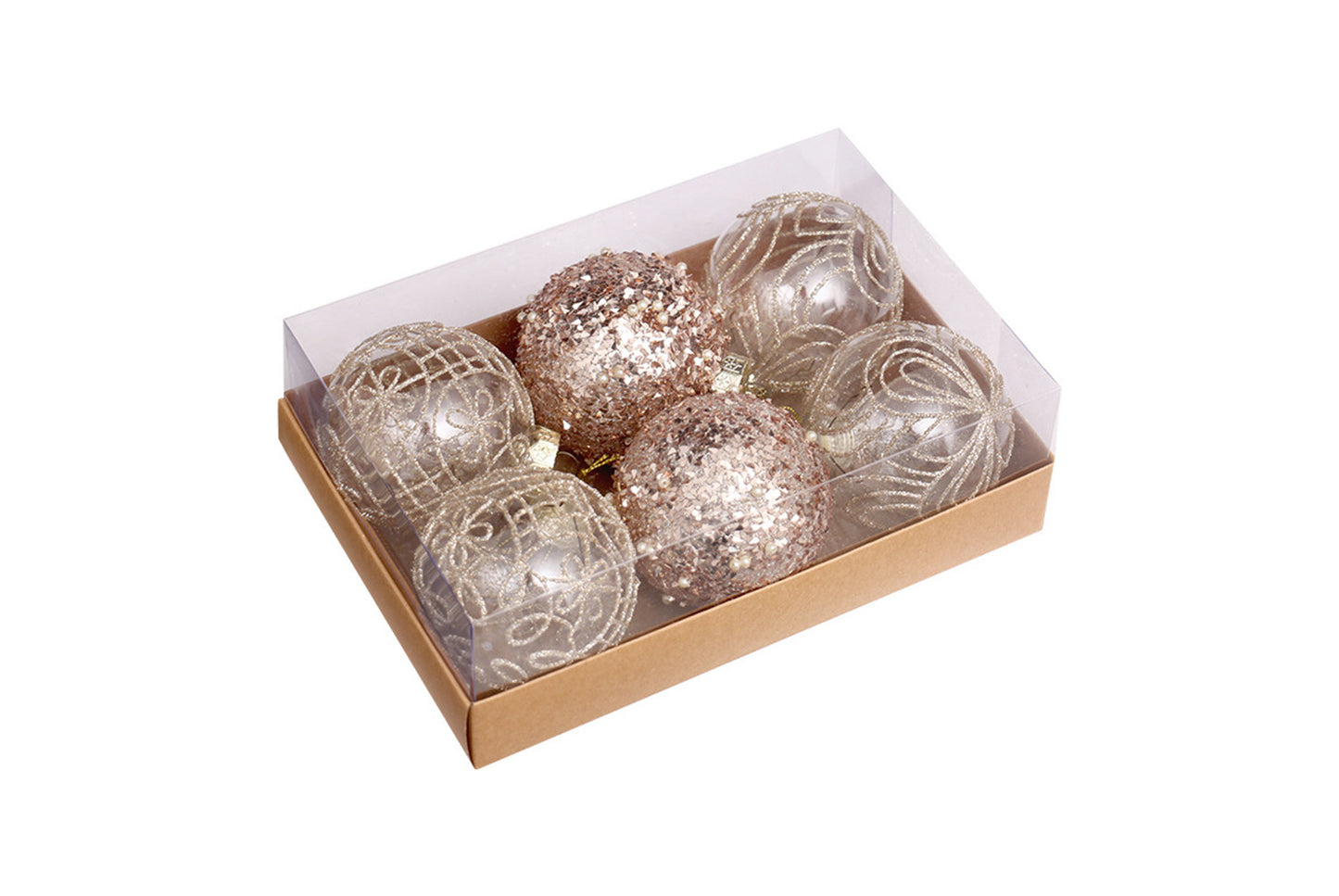 **8cm/6pcs Premium Transparent Painted Christmas Ball Gift Box**