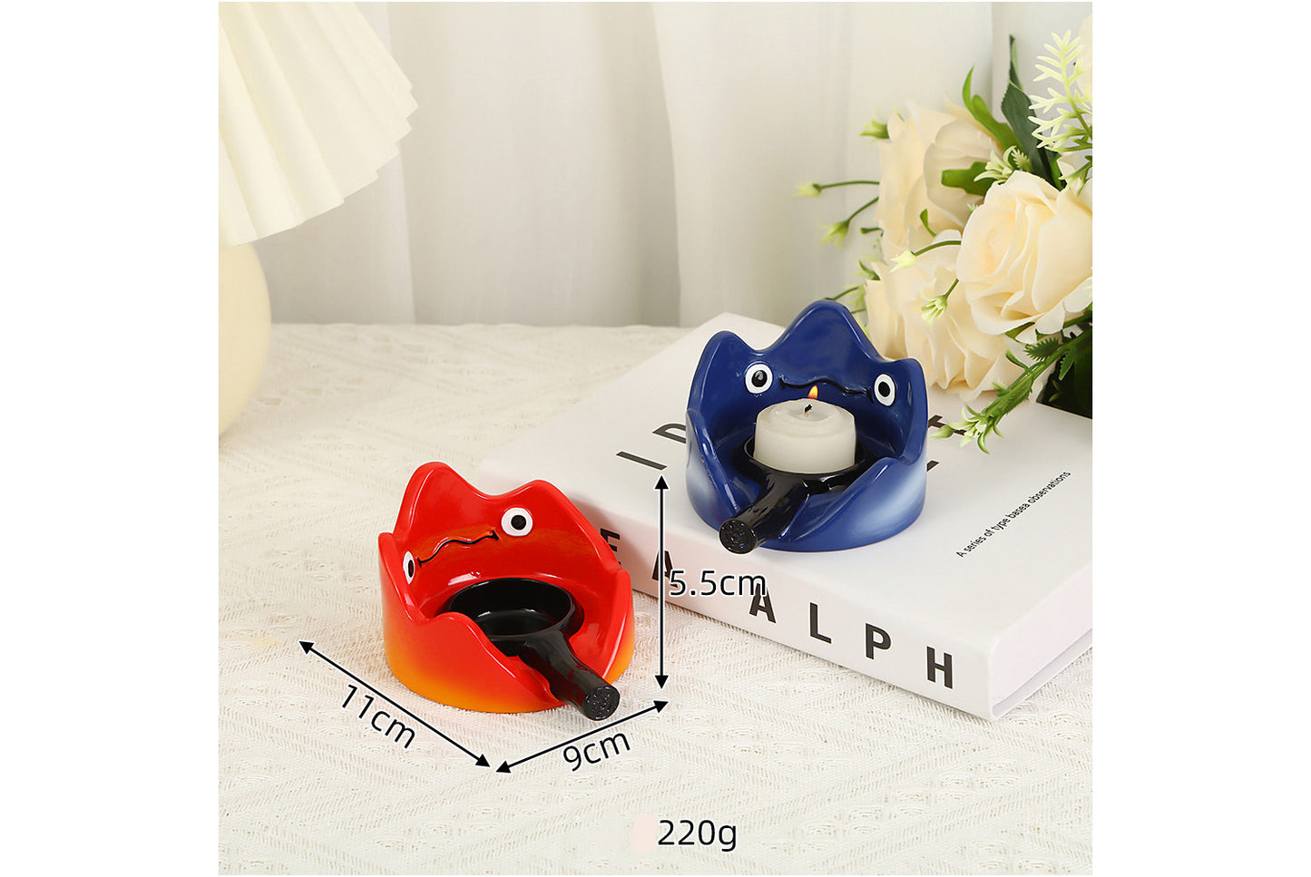 **Calcifer Candlestick Night Light | Resin Flame Home Decor**
