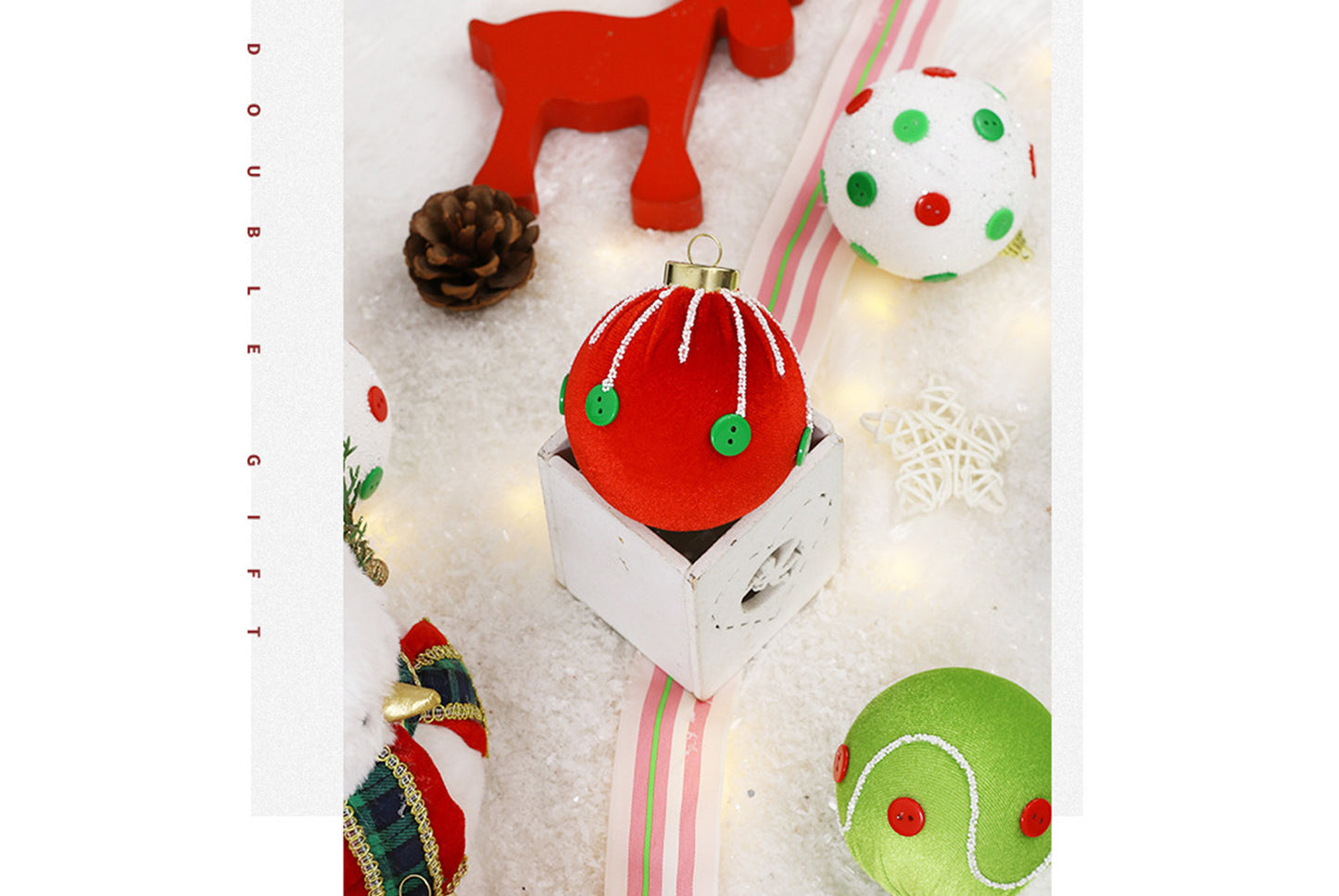 **Exquisite Cloth-Wrapped Foam Christmas Ball Set**