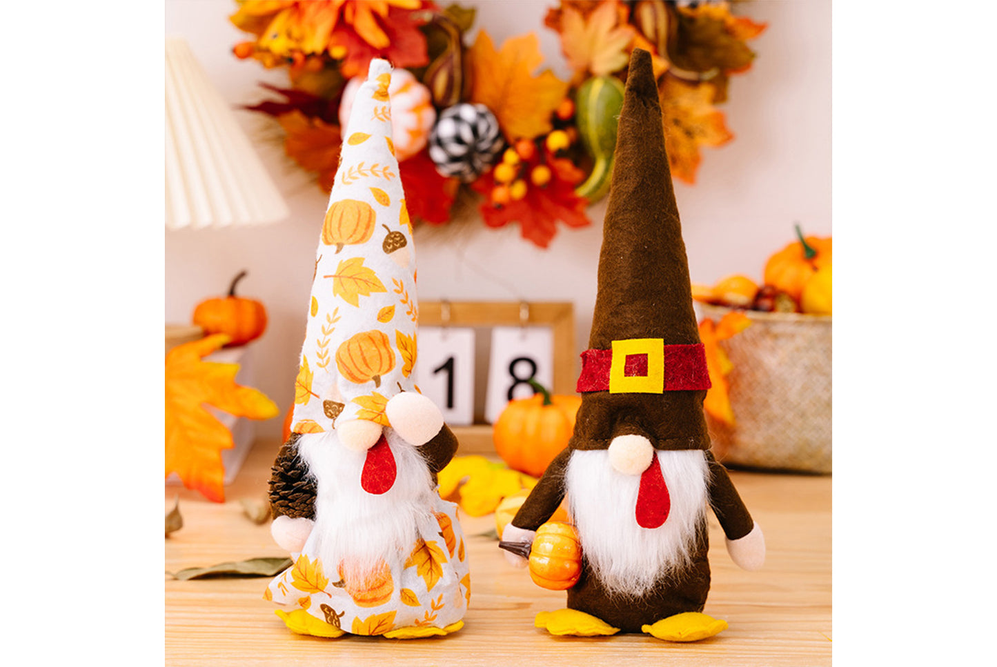Thanksgiving Turkey Gnome Ornament | Pumpkin and Pine Cone Doll Ornament