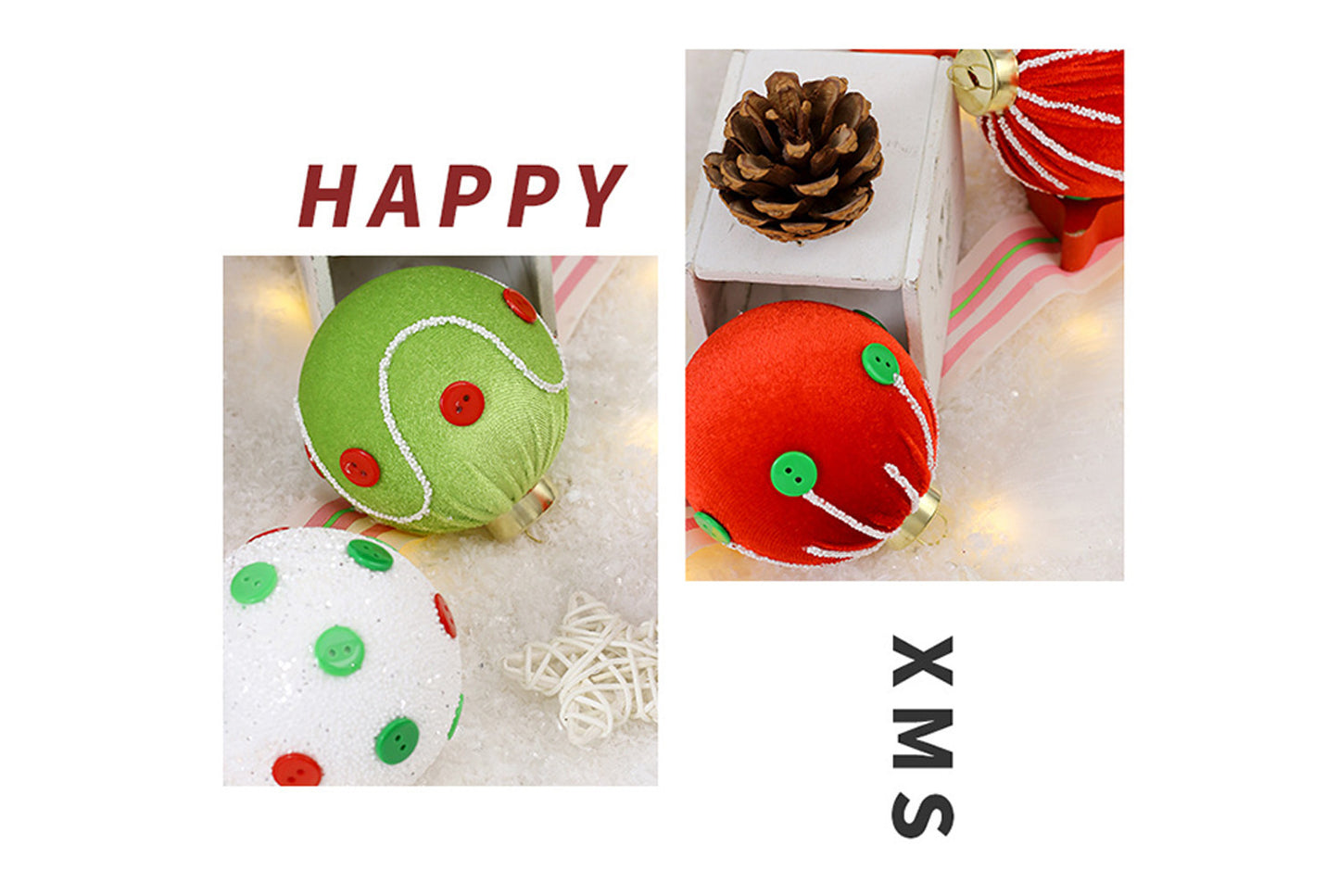 **Exquisite Cloth-Wrapped Foam Christmas Ball Set**