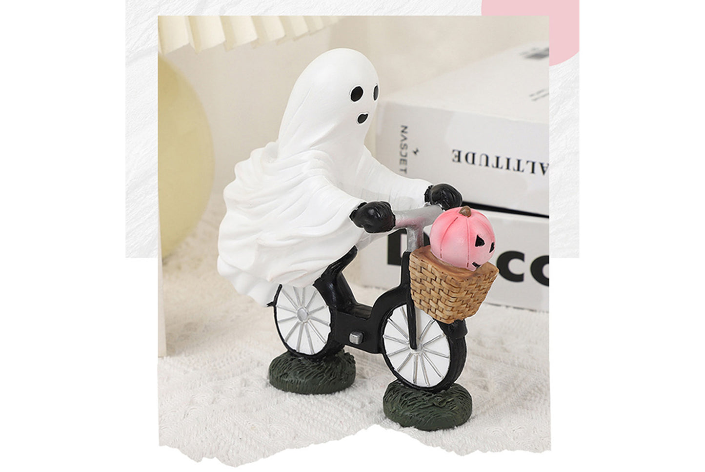 **Halloween Ghost Bicycle Ornament | Creative Desktop Decoration**