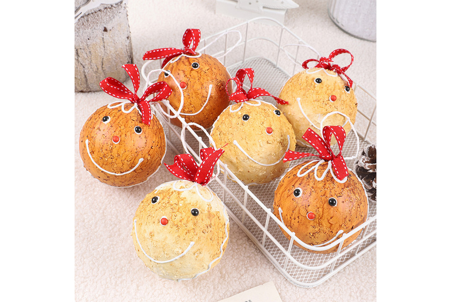 **8cm Painted Gingerbread Man Foam Christmas Ball Set**