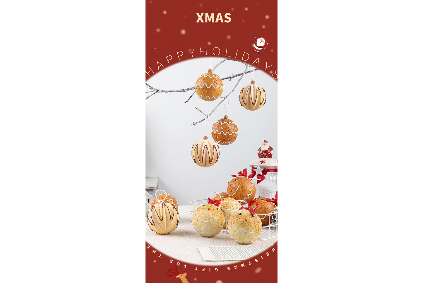 **8cm Painted Gingerbread Man Foam Christmas Ball Set**