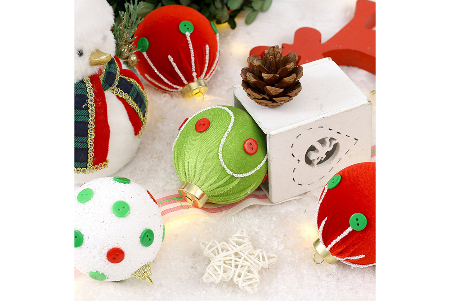 **Exquisite Cloth-Wrapped Foam Christmas Ball Set**