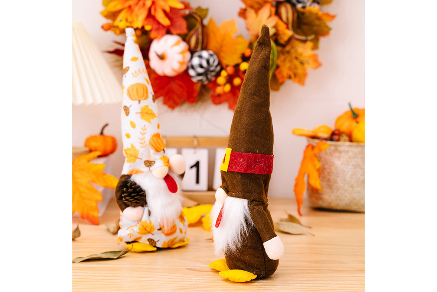 Thanksgiving Turkey Gnome Ornament | Pumpkin and Pine Cone Doll Ornament