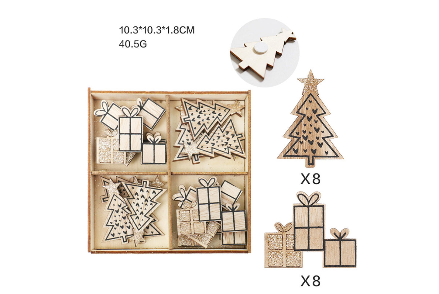 **Wooden Christmas Window and Wall Decal Set (Includes Ornaments)**