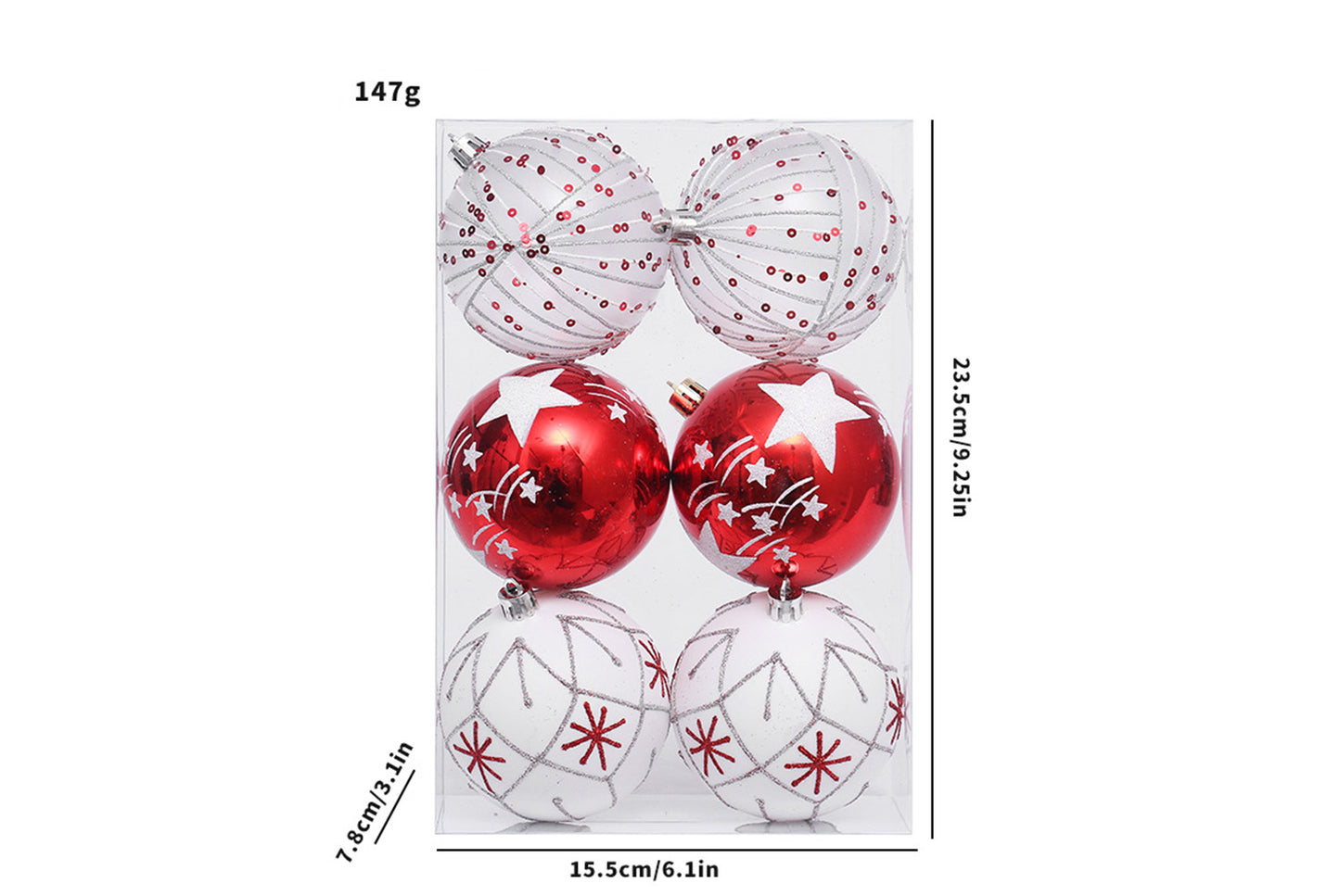 **Set of 6 Painted Christmas Balls**