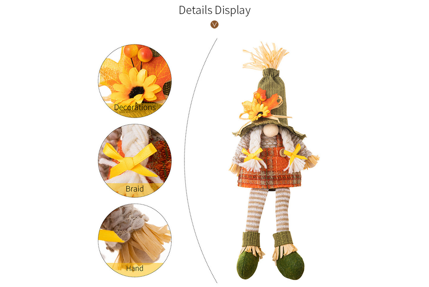 Thanksgiving Maple Leaf Straw Hat Rudolph Doll