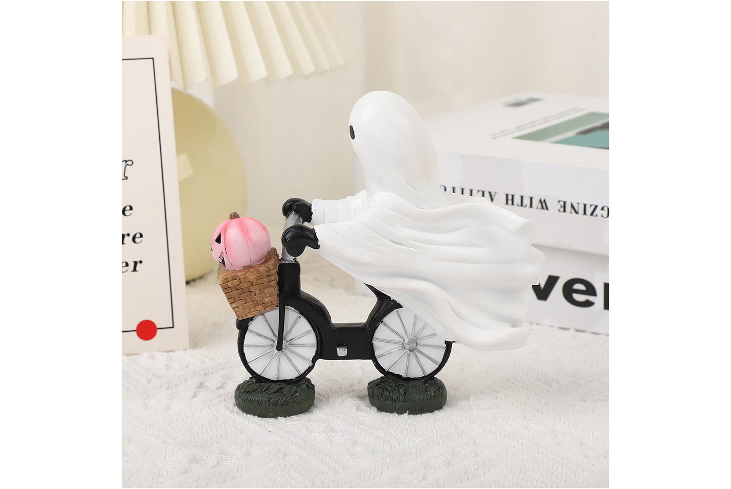 **Halloween Ghost Bicycle Ornament | Creative Desktop Decoration**