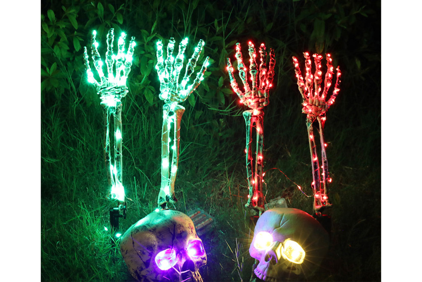 **Halloween LED Light-Up Skeleton Hand | Ground Plug Decorative Prop**