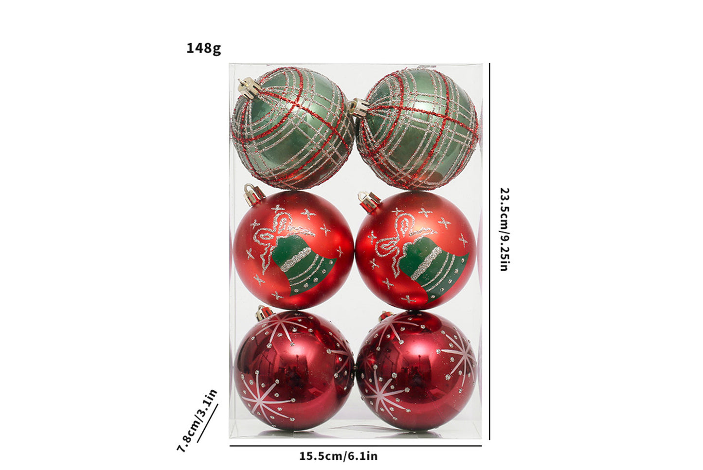 **Set of 6 Painted Christmas Balls**