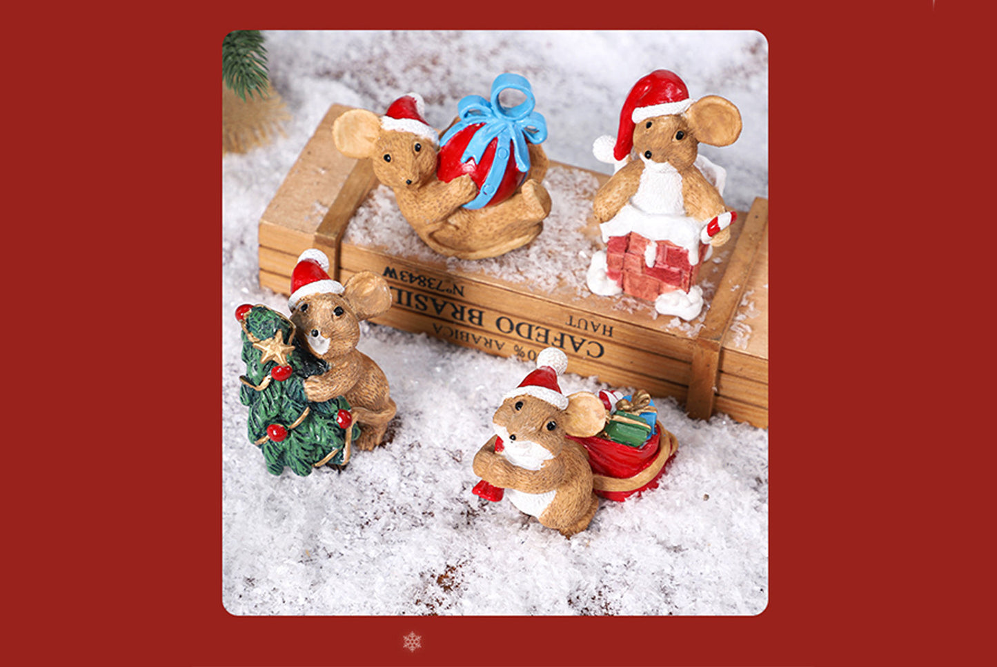 **Cute Mouse Christmas Resin Ornament**