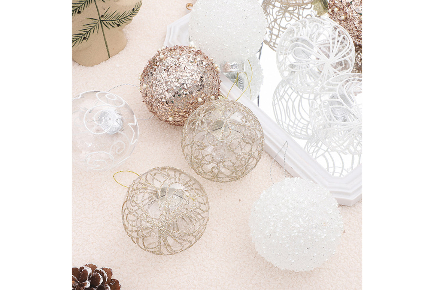 **8cm/6pcs Premium Transparent Painted Christmas Ball Gift Box**