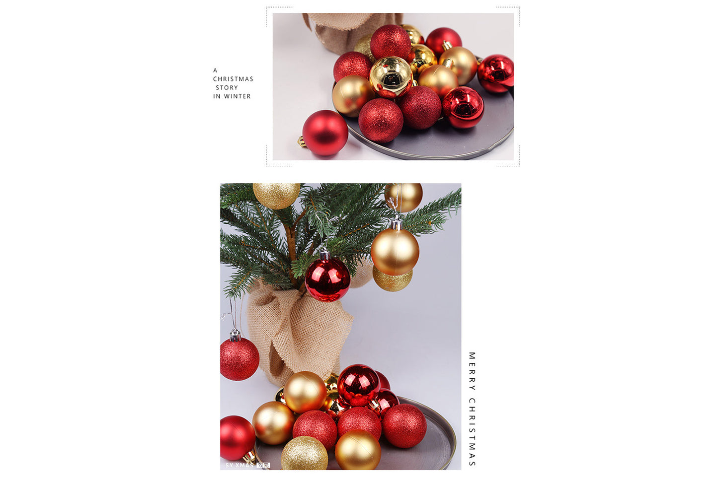 **3cm Christmas Ball Ornament Set (24 pieces)**