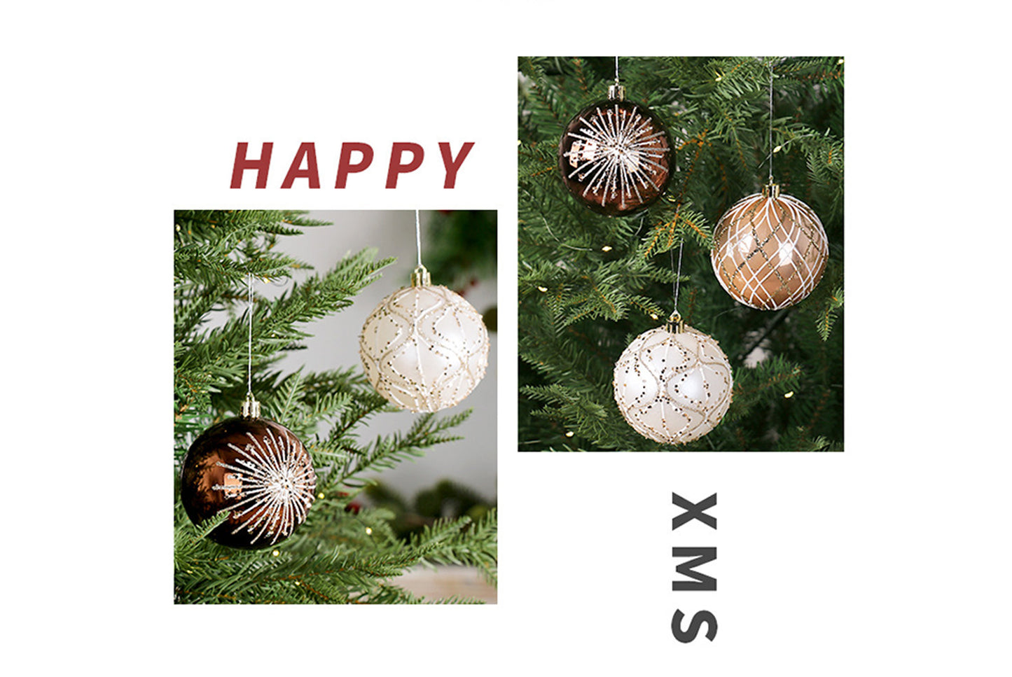 **Set of 6 Painted Christmas Balls**