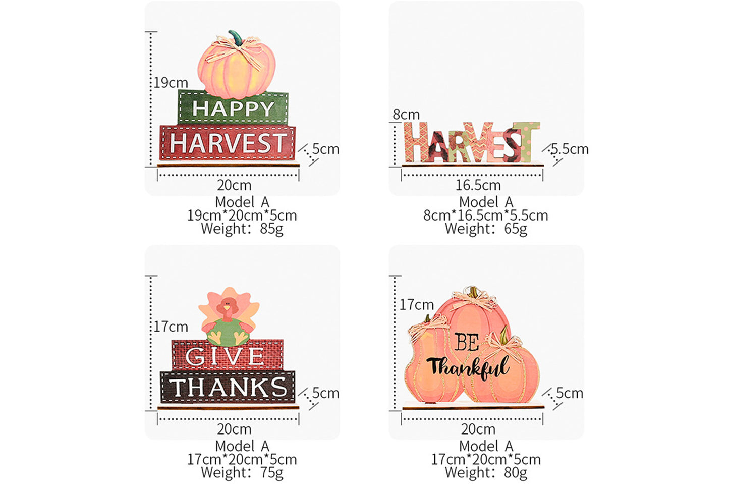 Thanksgiving Wooden Ornaments | Creative Alphabet Print Desktop Decoration