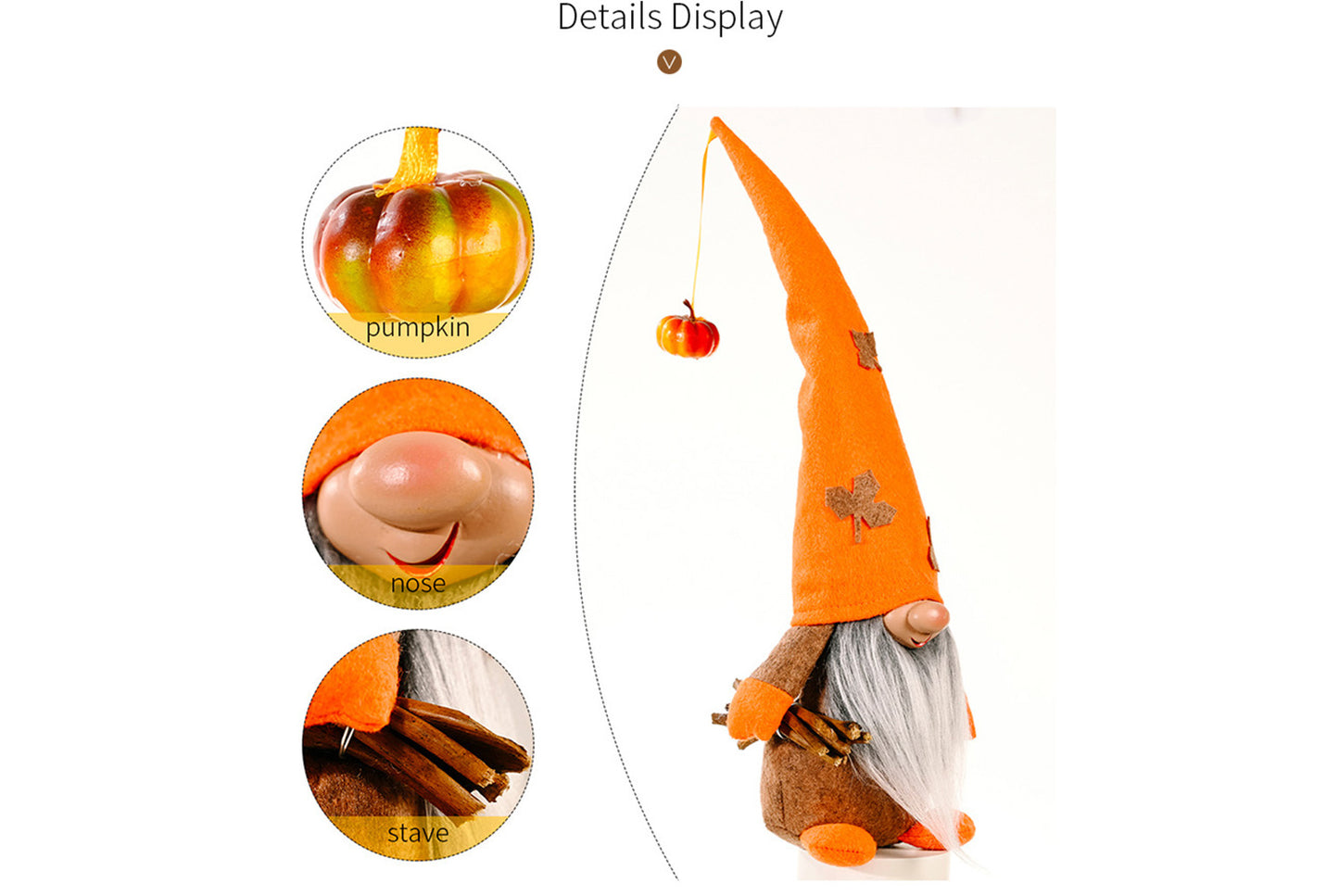 **Harvest Festival Faceless Doll | 42cm Maple Leaf Hat Fabric Ornament**