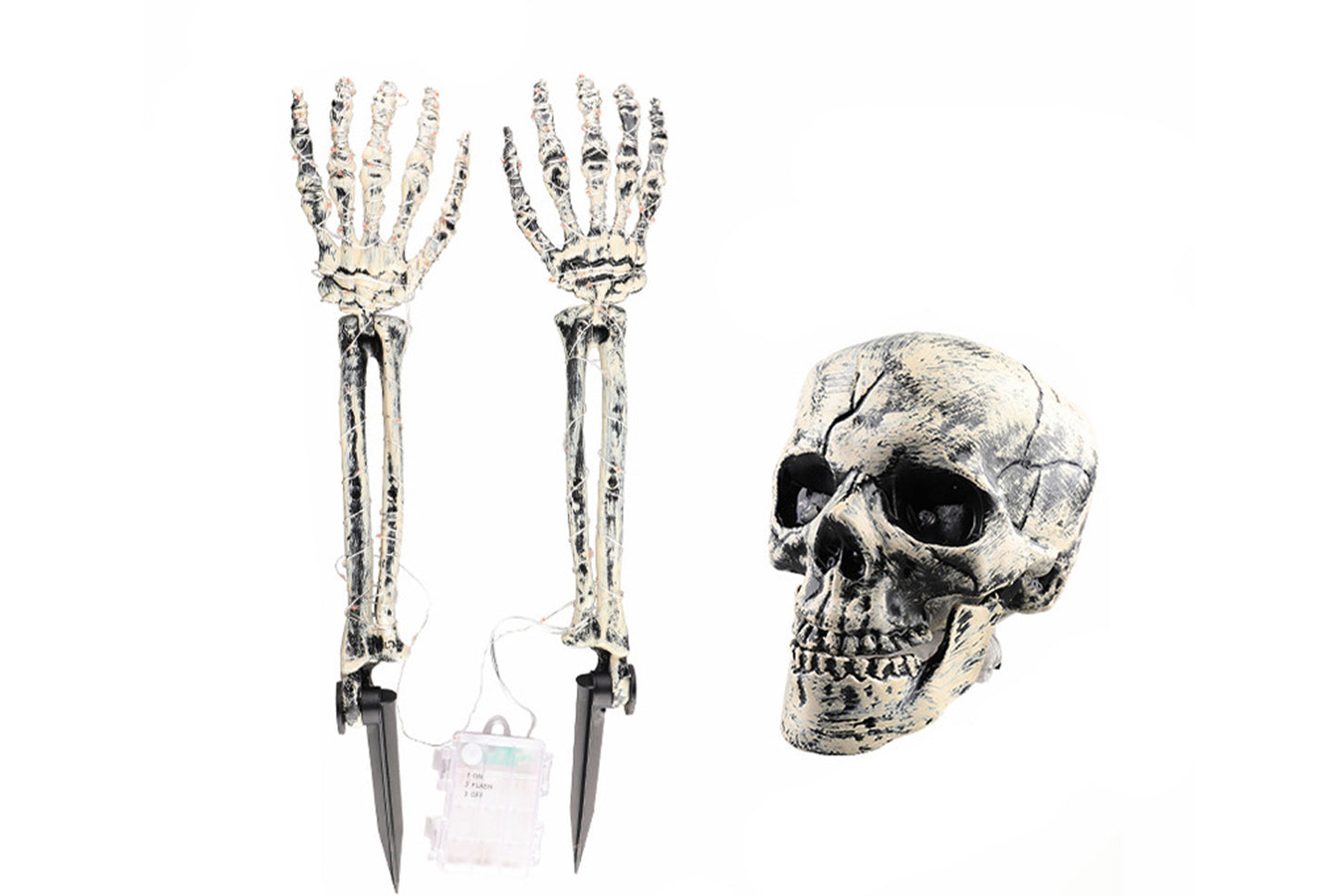 **Halloween LED Light-Up Skeleton Hand | Ground Plug Decorative Prop**