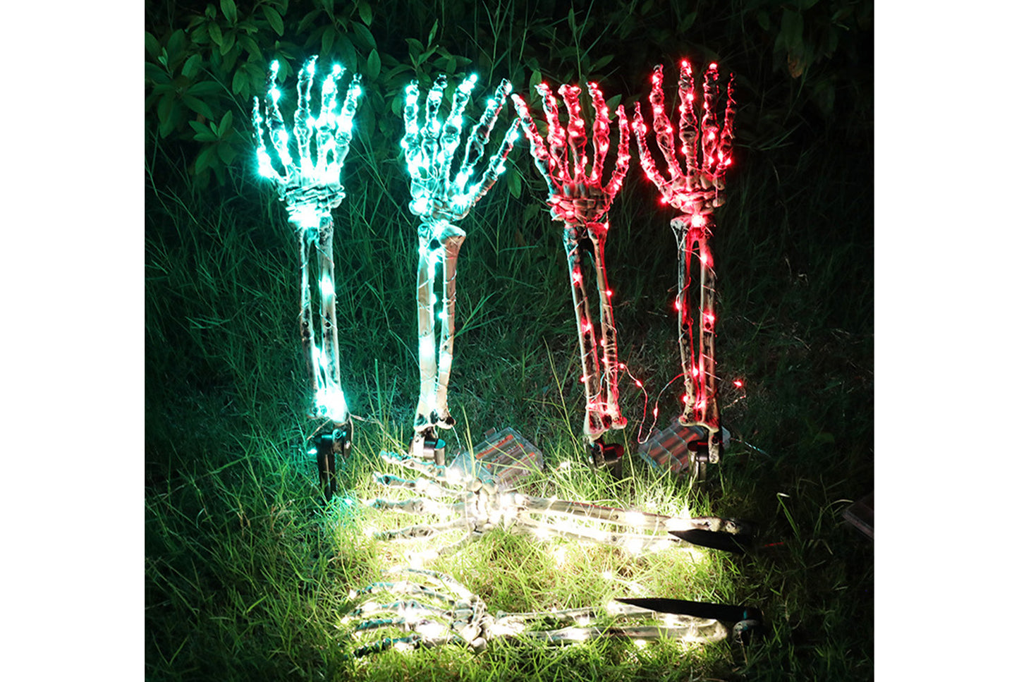 **Halloween LED Light-Up Skeleton Hand | Ground Plug Decorative Prop**