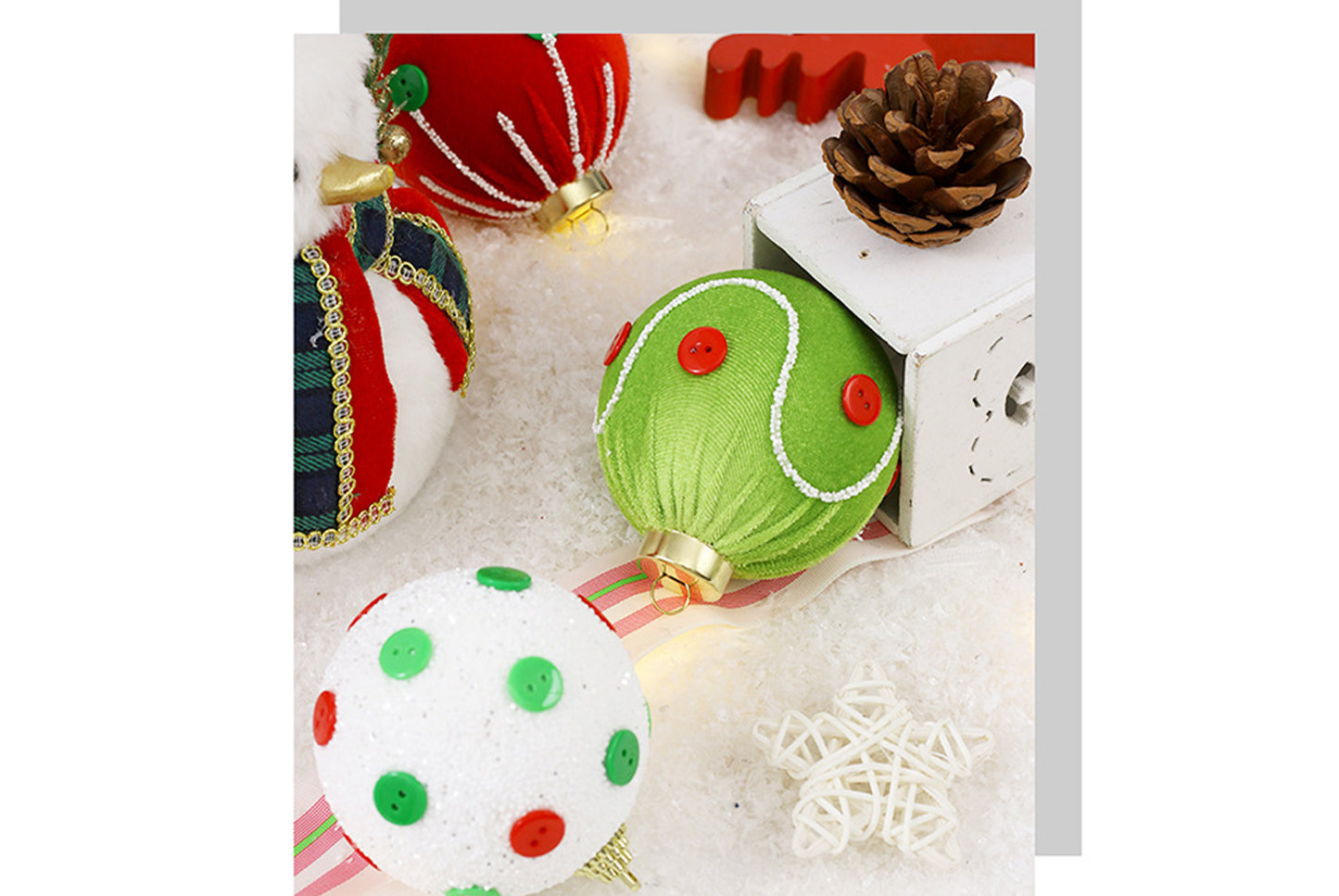 **Exquisite Cloth-Wrapped Foam Christmas Ball Set**