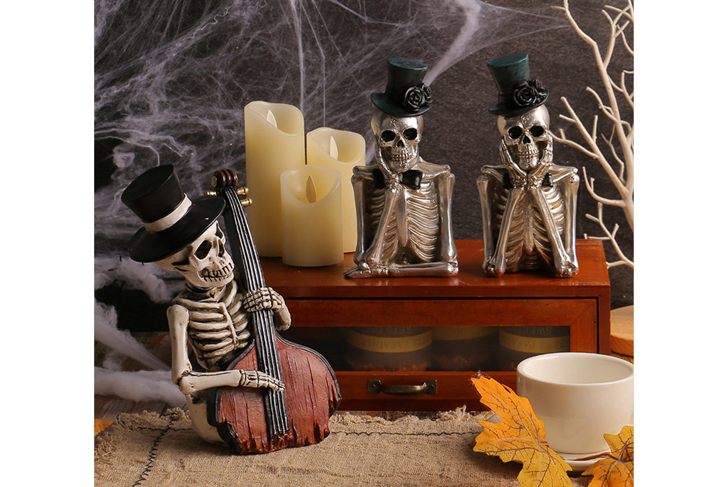 **Halloween Cartoon Skeleton Figure | Funny Resin Decoration**