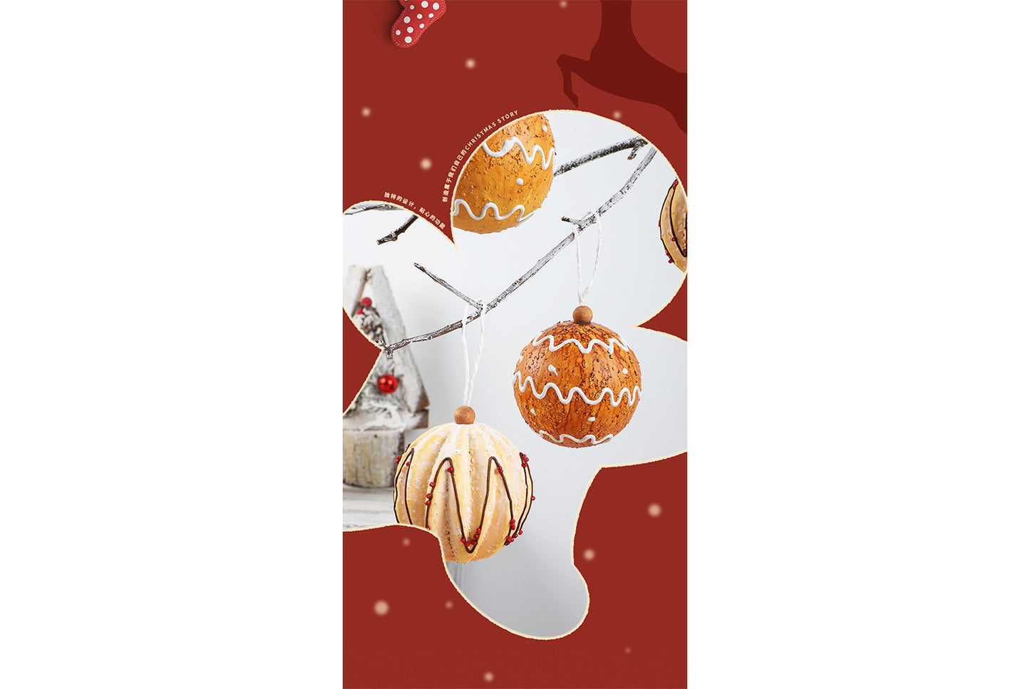 **8cm Painted Gingerbread Man Foam Christmas Ball Set**