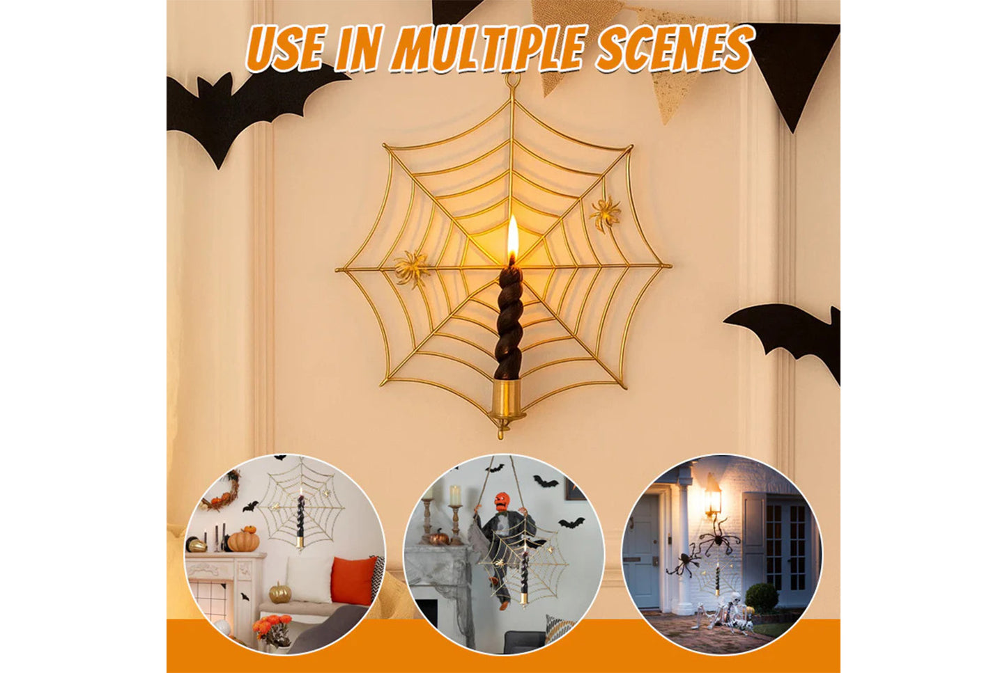 **Spider Web Candle Holder Metal Wall Decor**