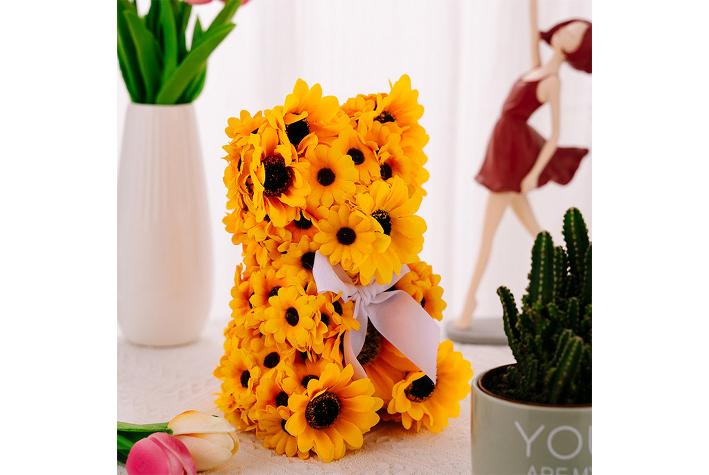 Sunflower Bear Plush | Sunflower Gnome Decorative Figurine
