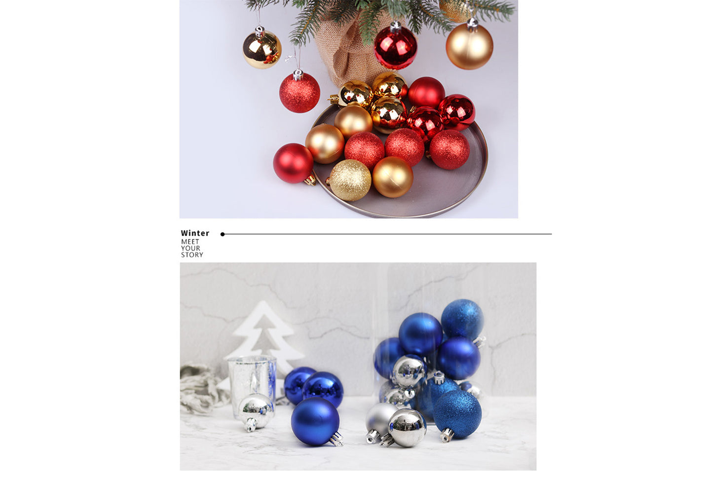 **3cm Christmas Ball Ornament Set (24 pieces)**