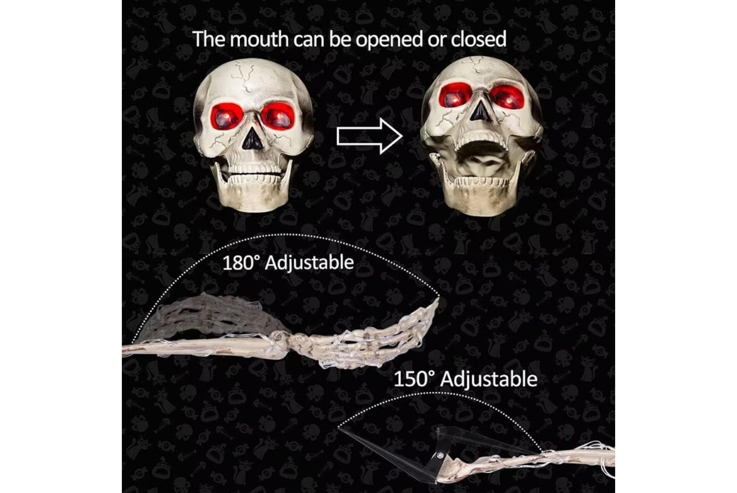 Halloween LED Light-Up Skull Set of Three