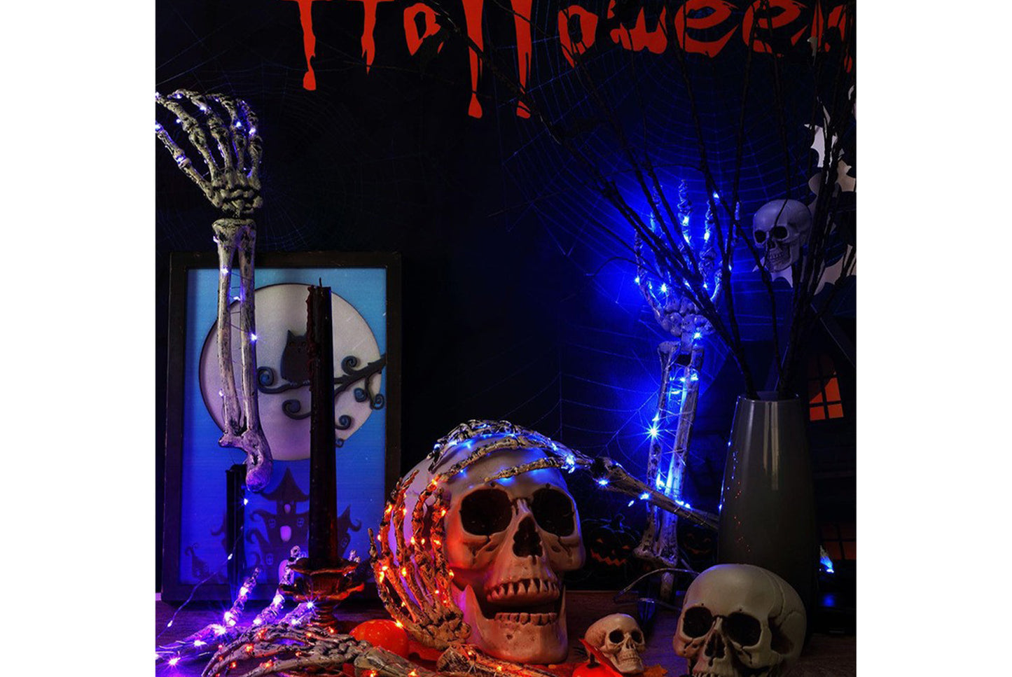 **Halloween LED Light-Up Skeleton Hand | Ground Plug Decorative Prop**