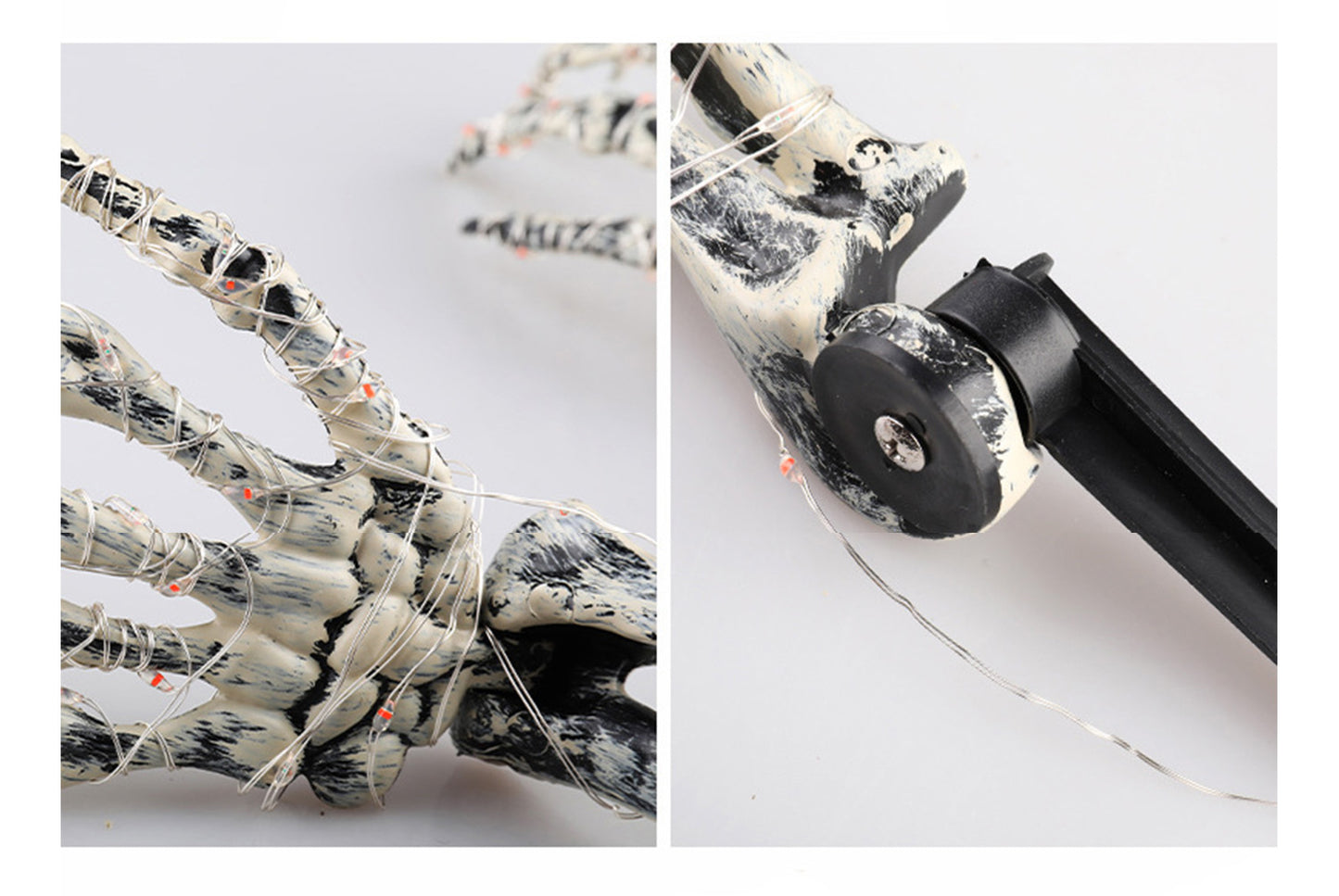 **Halloween LED Light-Up Skeleton Hand | Ground Plug Decorative Prop**