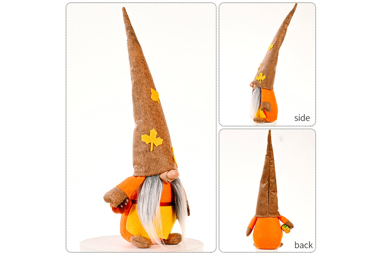 **Harvest Festival Faceless Doll | 42cm Maple Leaf Hat Fabric Ornament**