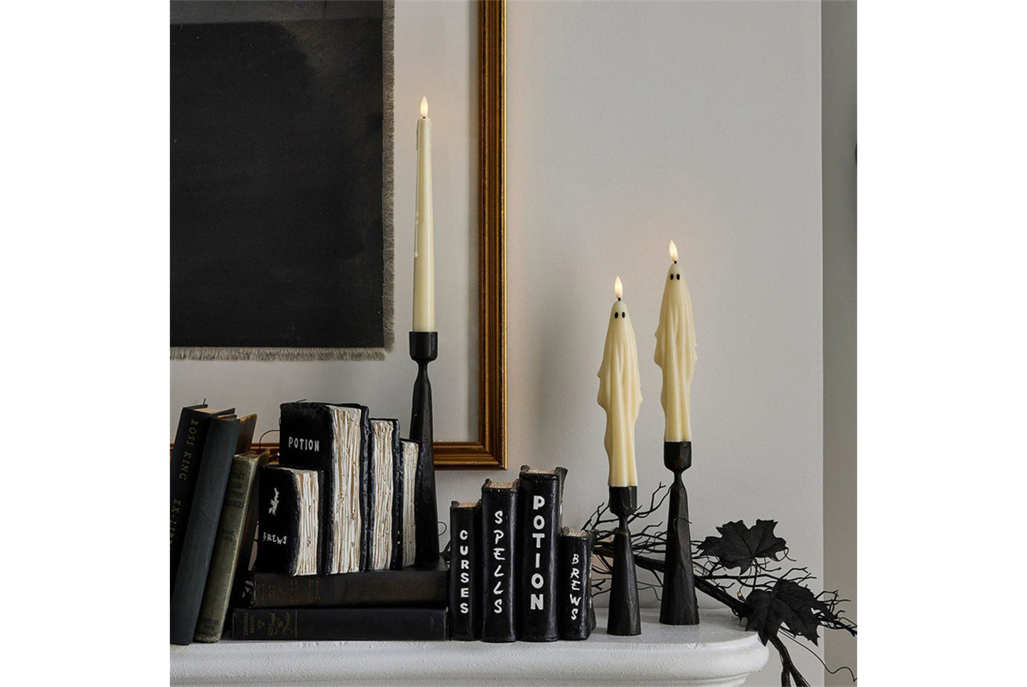 **Flameless Ghost Taper Candle | Halloween Ghost Ornament**