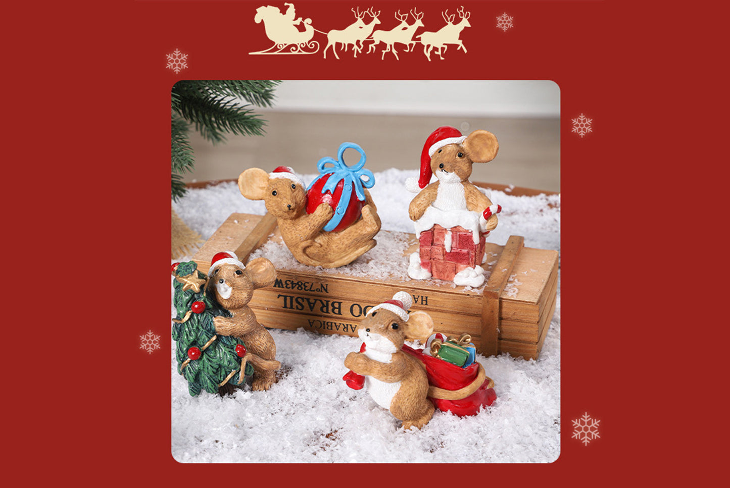 **Cute Mouse Christmas Resin Ornament**
