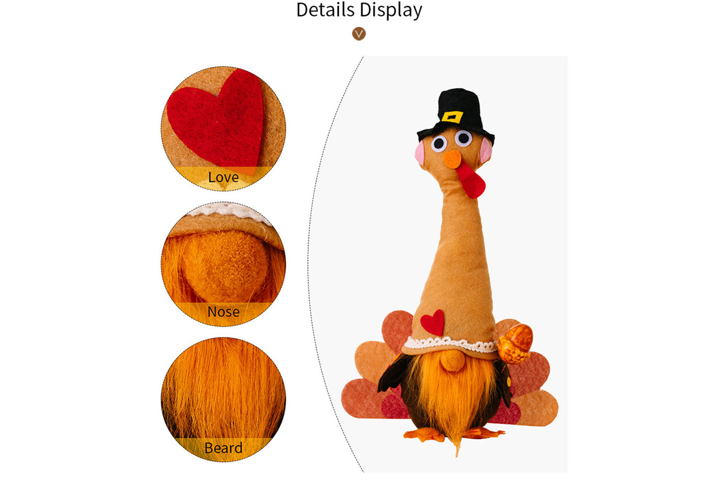 Harvest Festival Turkey Doll | Long-Neck Gnome Home Decor
