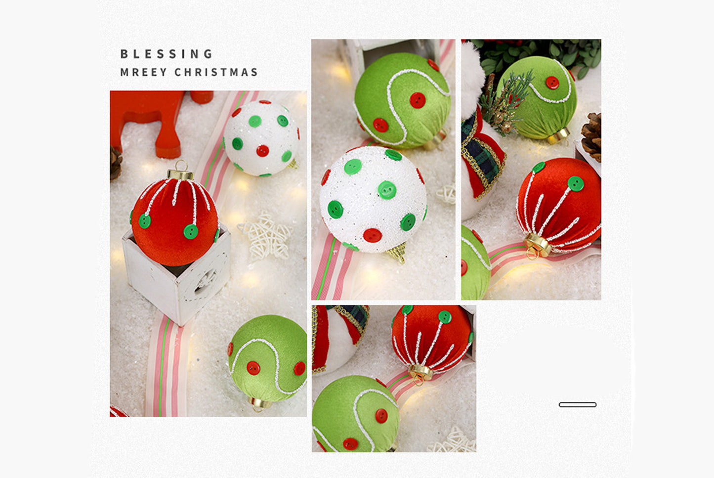 **Exquisite Cloth-Wrapped Foam Christmas Ball Set**