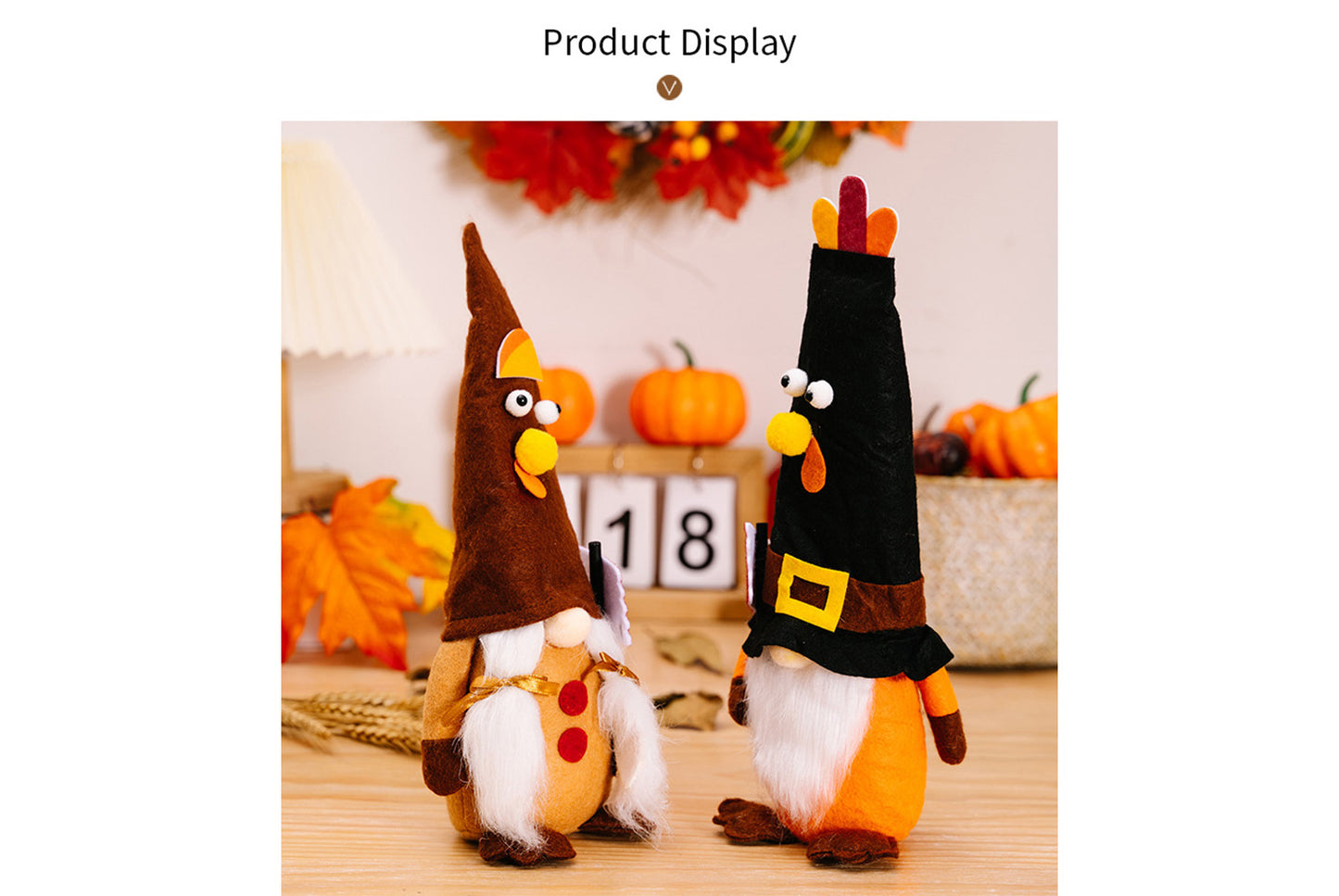 **Thanksgiving Turkey Gnome Figurine | Harvest Season Decorative Figurine**