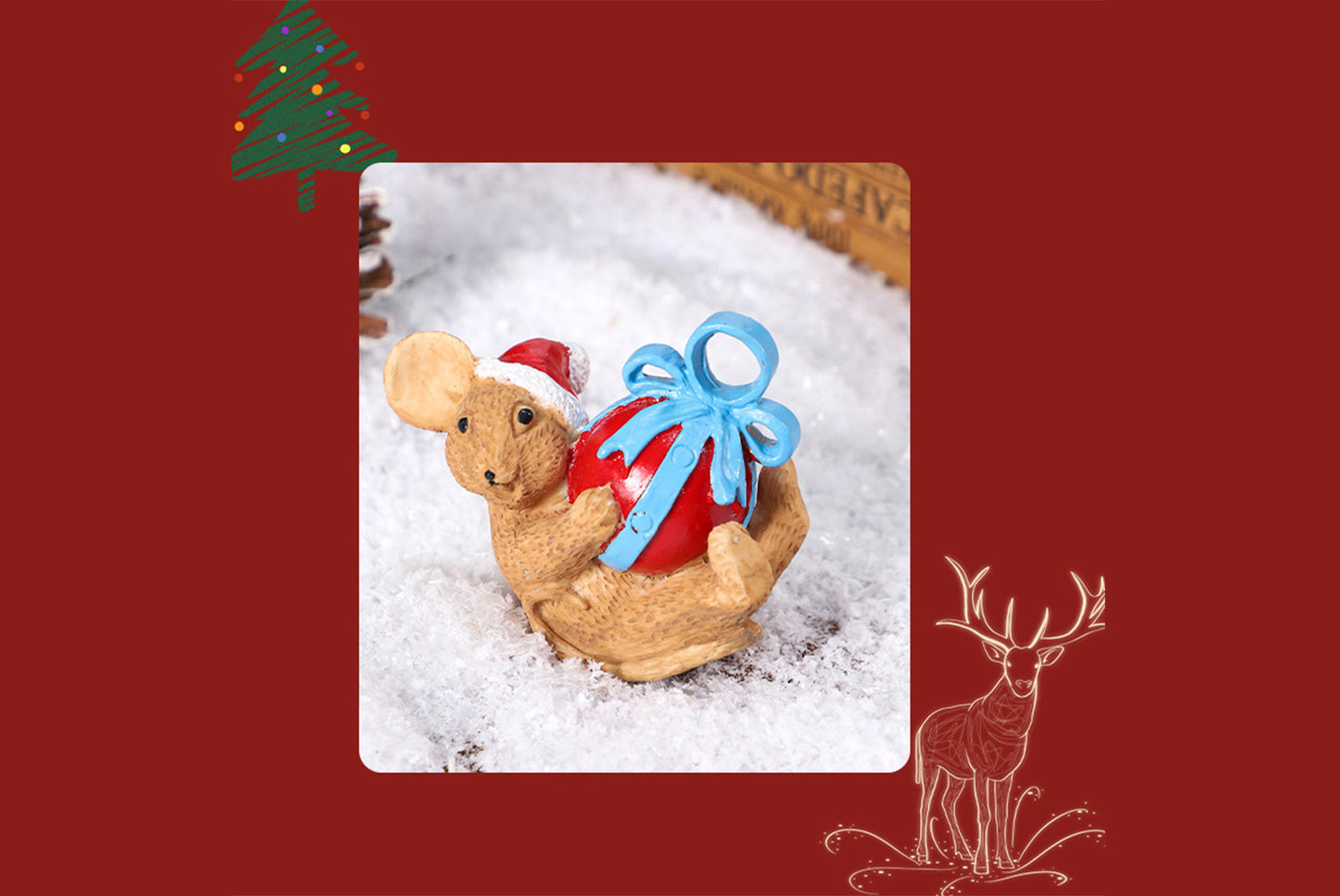 **Cute Mouse Christmas Resin Ornament**