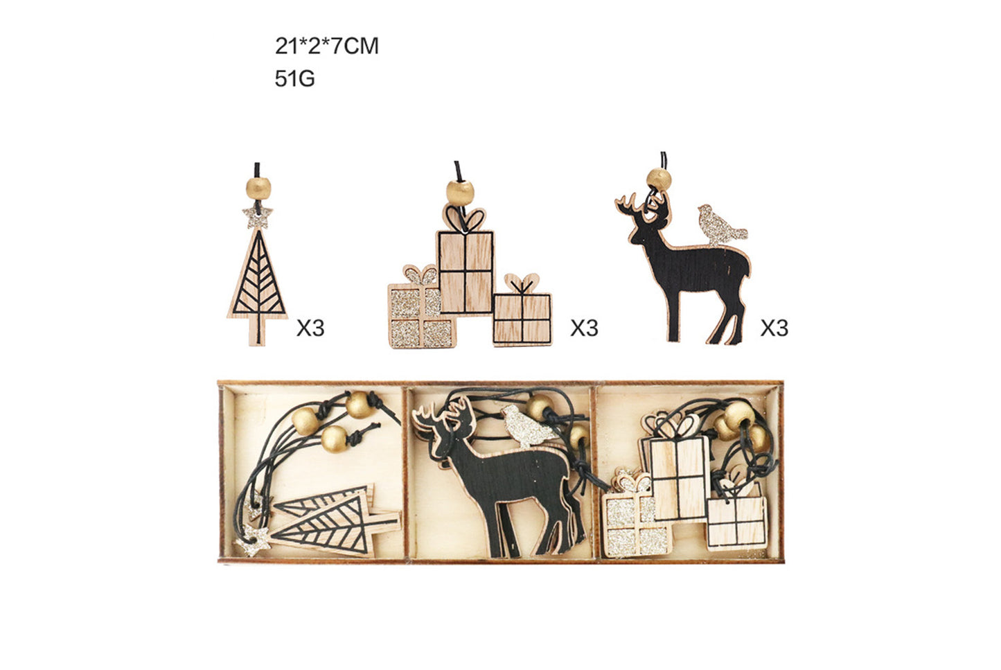 **Wooden Christmas Window and Wall Decal Set (Includes Ornaments)**