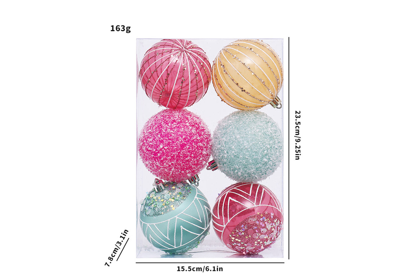**Set of 6 Painted Christmas Balls**