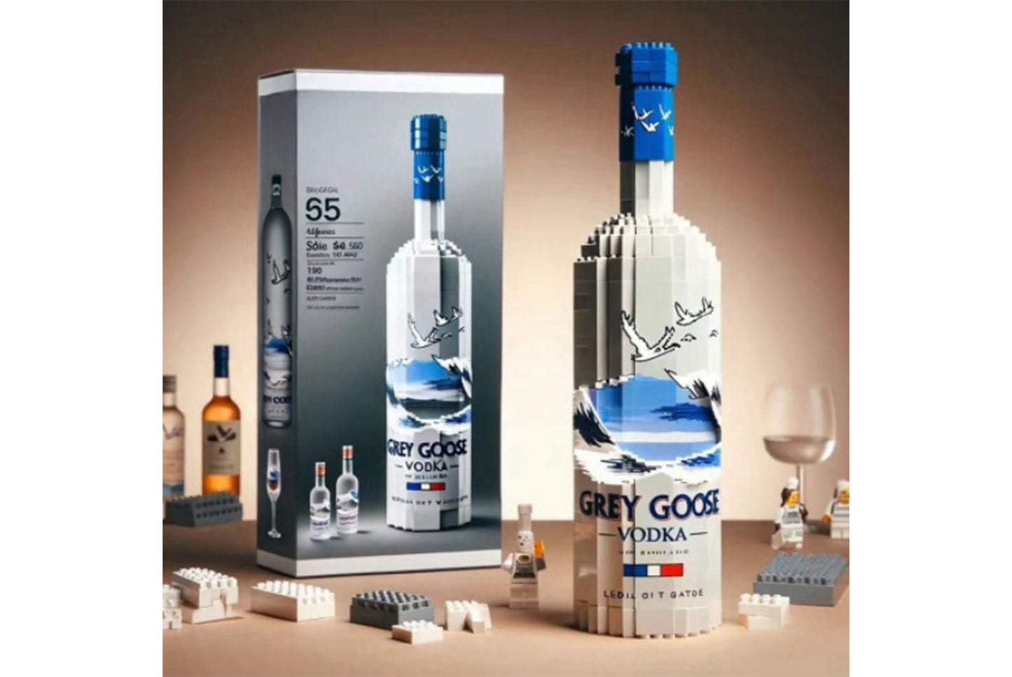 **High-End Simulated Whiskey Bottle Building Block Set**