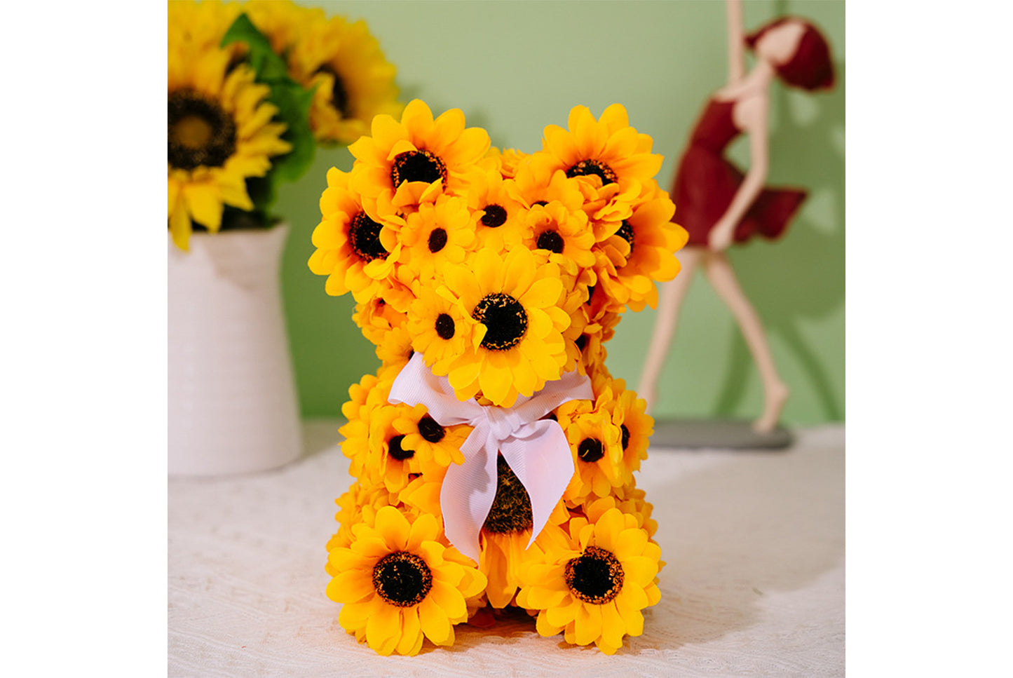 Sunflower Bear Plush | Sunflower Gnome Decorative Figurine