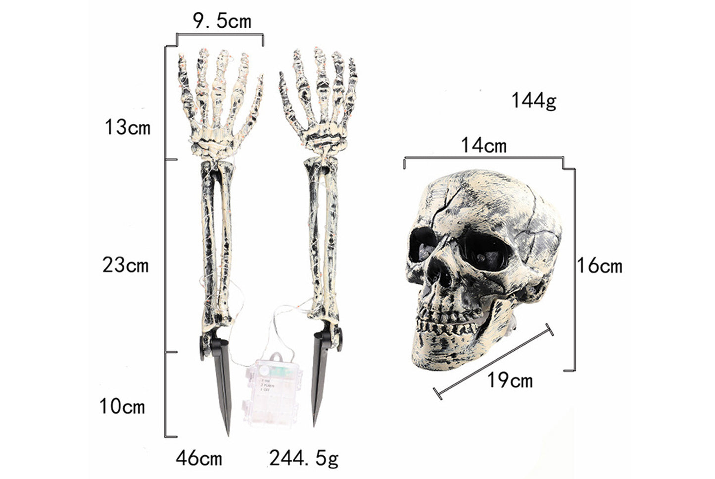 **Halloween LED Light-Up Skeleton Hand | Ground Plug Decorative Prop**